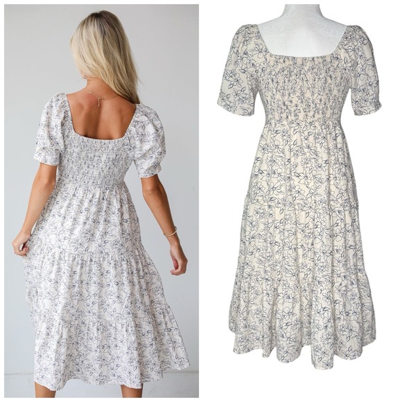 Rag &‎ Bone Calista Dress S Babydoll Midi Tiered Henley Lined Cottage Prairie - Picture 3 of 8